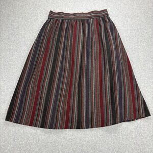 Vintage ILGWU Striped Skirt Womens 14 Multi Color Midi Union Made Retro Classic